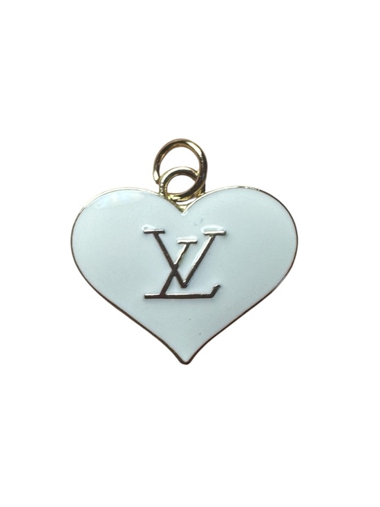 Accessories - Louis Vuitton Gold and White Enamel Heart Logo Zipper Pull Charm